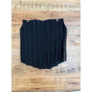 Boys Lie Corset Top Large Black Bone Bodice Strapless Zip Vamp Goth Dark Romatic